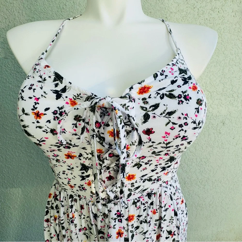 Abercrombie & Fitch M white floral sundress y2k summer feminine boho mini dress - Picture 2 of 12